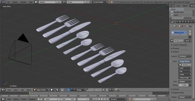 Utensil Set obejet pro forks and spoons Low-poly 3D model_2