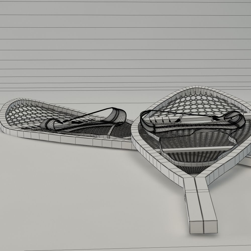 Snowshoes two wooden 3D model_3