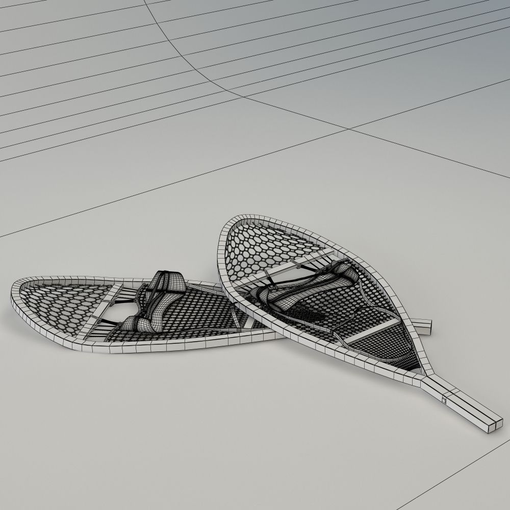 Snowshoes two wooden 3D model_2