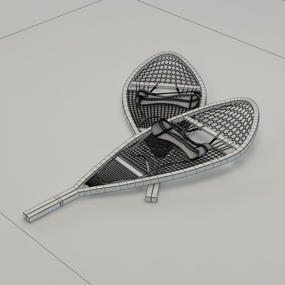 Snowshoes two wooden 3D model_7