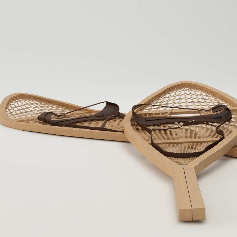 Snowshoes two wooden 3D model_4