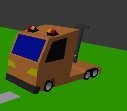 truck tow on road 3D model_1