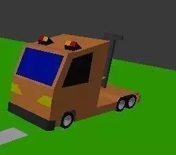 truck tow on road 3D model_0