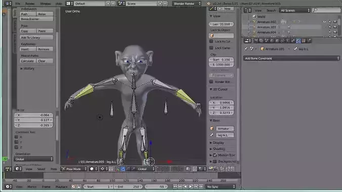 low poly gollum rig Low-poly 3D model
