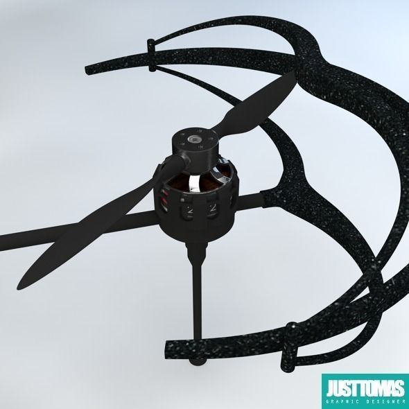 Drone with wheels Low-poly 3D model_5