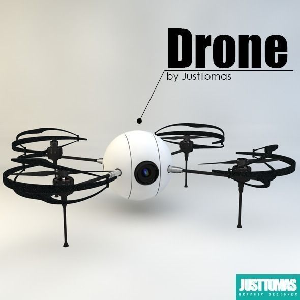 Drone with wheels Low-poly 3D model_0