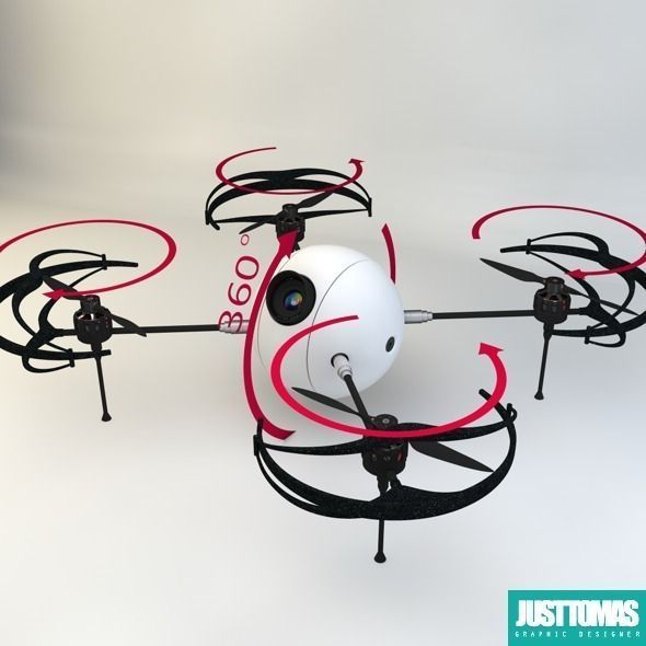 Drone with wheels Low-poly 3D model_6