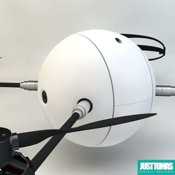 Drone with wheels Low-poly 3D model_3