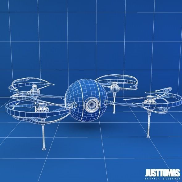 Drone with wheels Low-poly 3D model_7