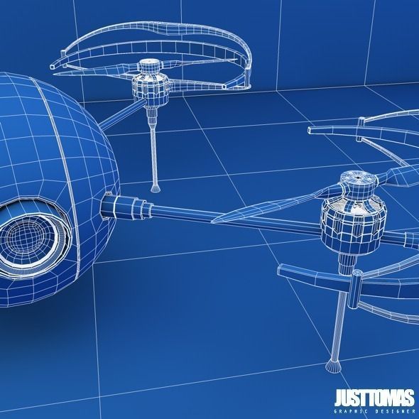 Drone with wheels Low-poly 3D model_9