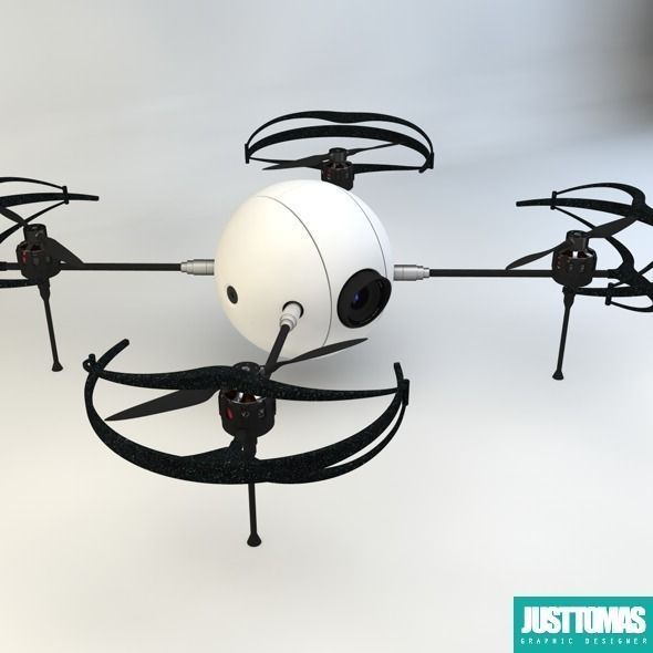 Drone with wheels Low-poly 3D model_1