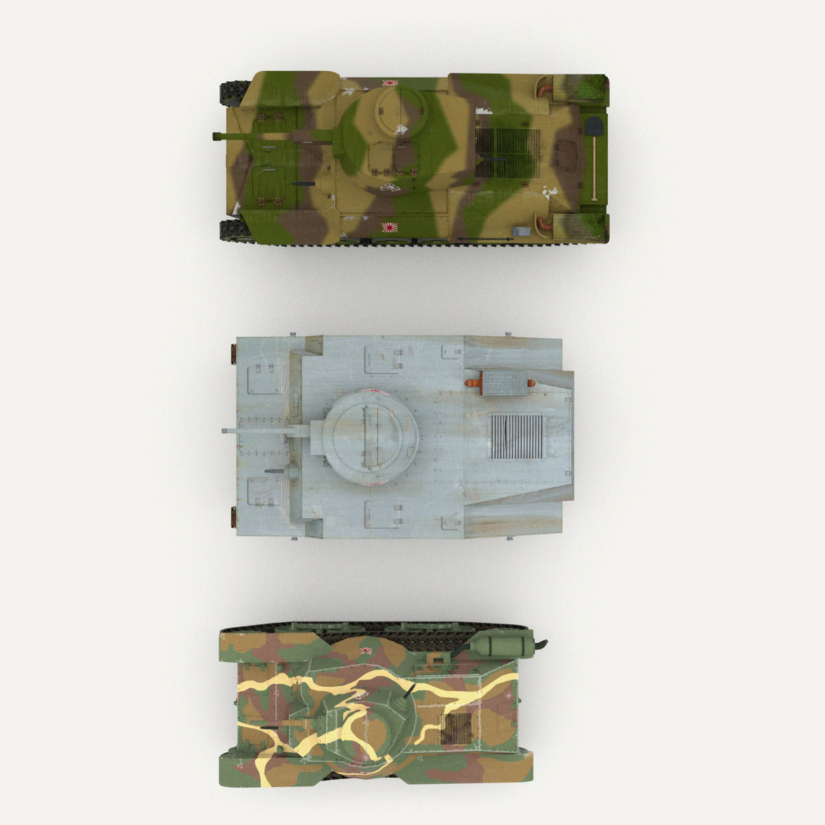 Japanes tanks collection Low-poly 3D model_3