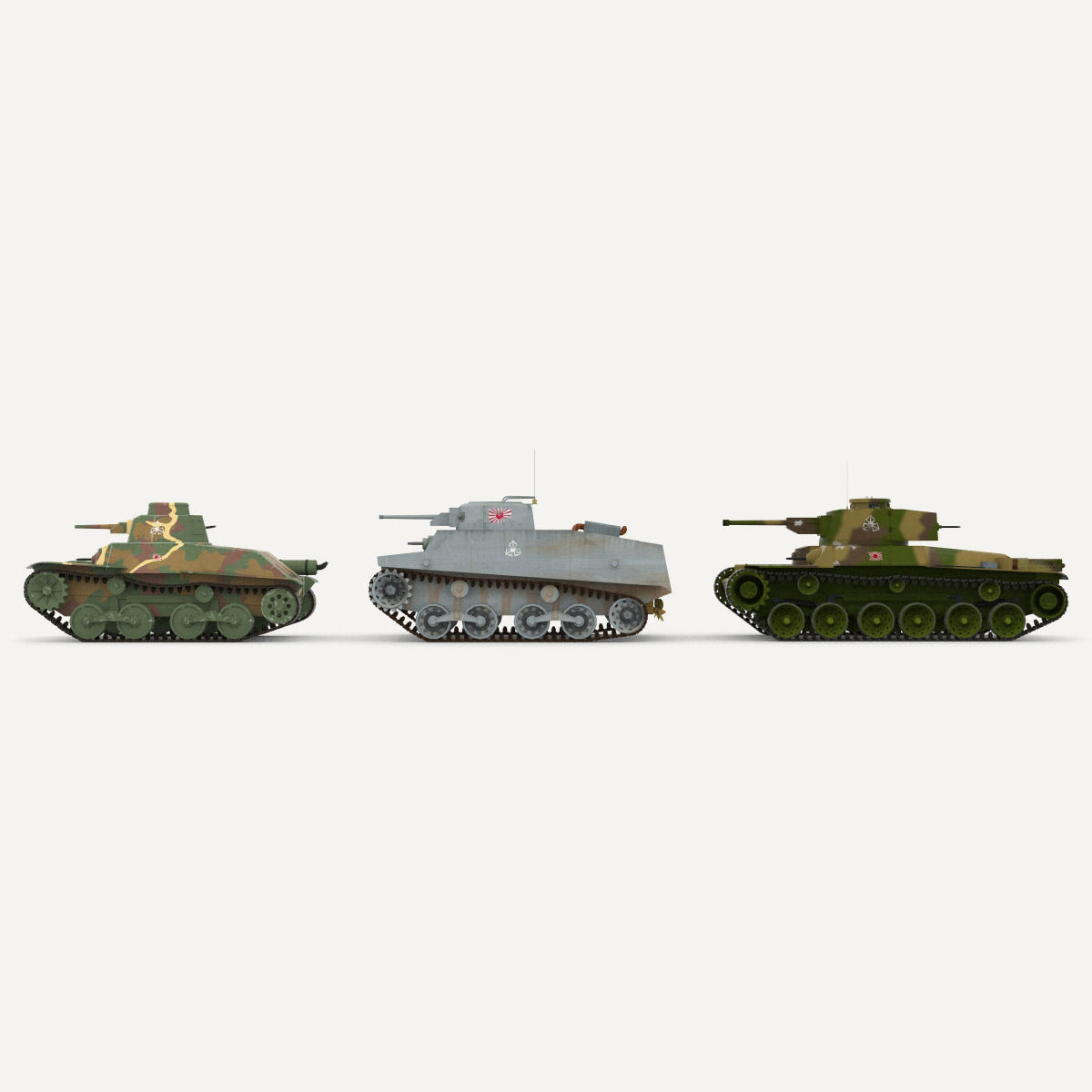 Japanes tanks collection Low-poly 3D model_4