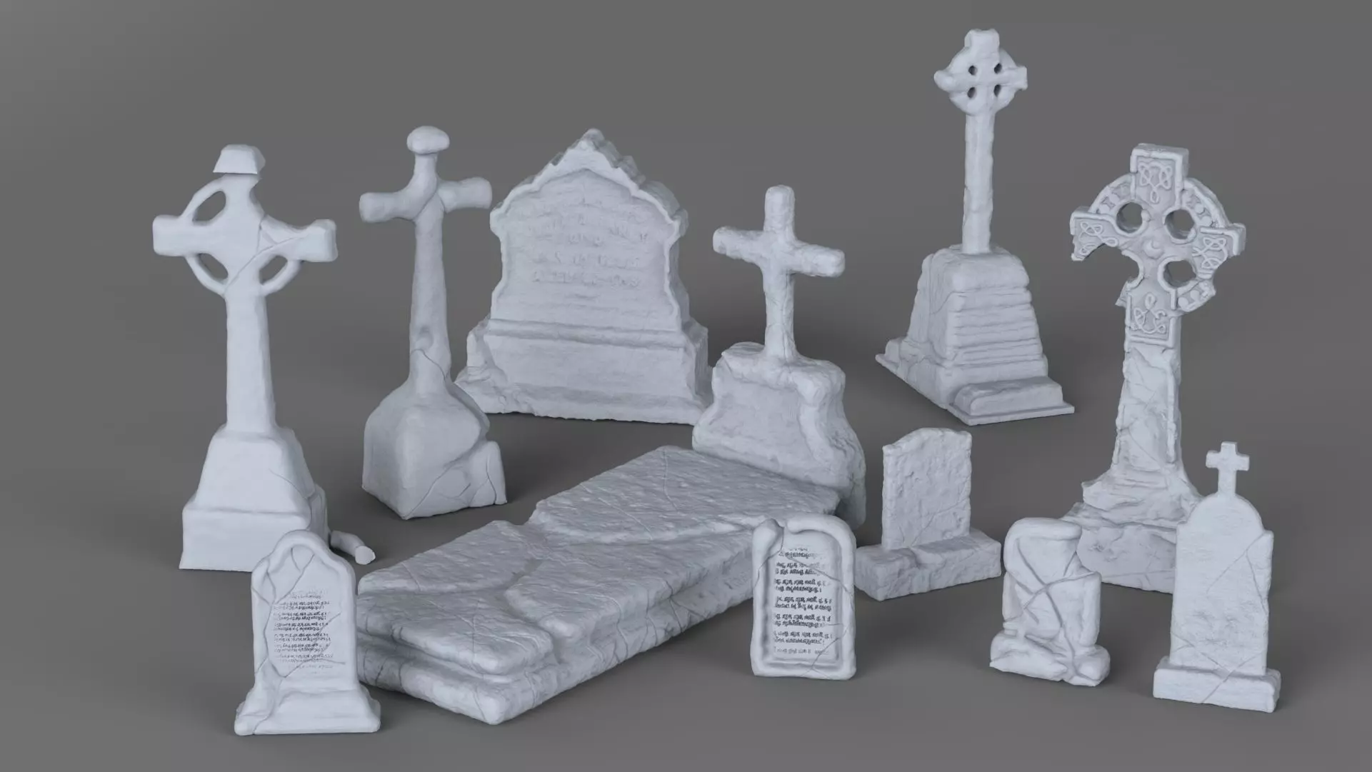 Weathered Tombstone Collection 3D print model_0