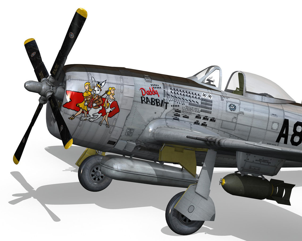 Republic P-47 Thunderbolt - Daddy Rabbit 3D model_9