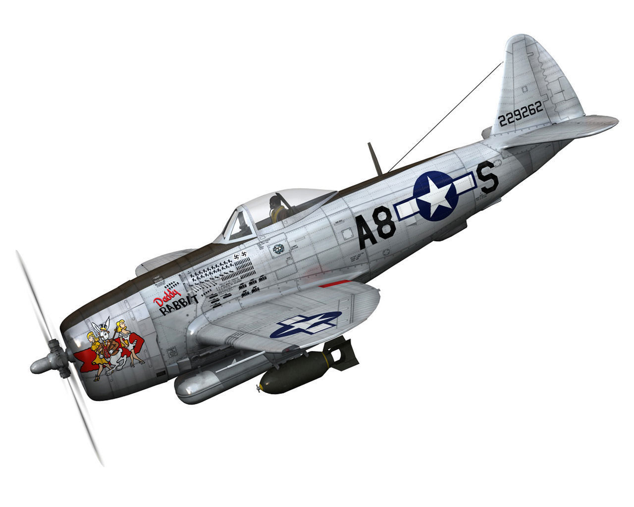 Republic P-47 Thunderbolt - Daddy Rabbit 3D model_1