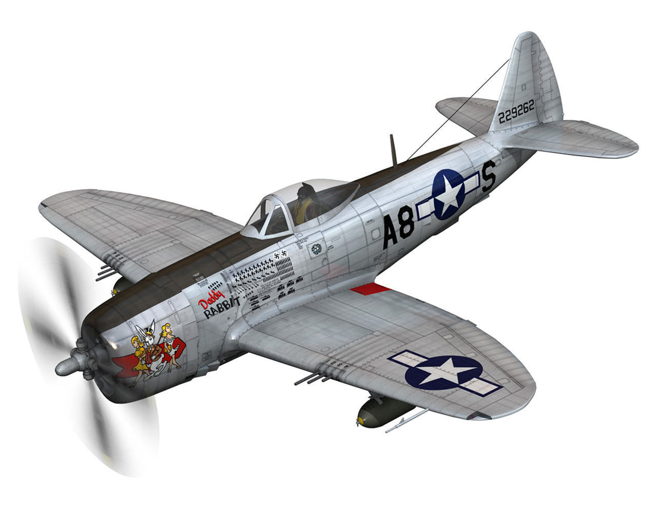 Republic P-47 Thunderbolt - Daddy Rabbit 3D model_5