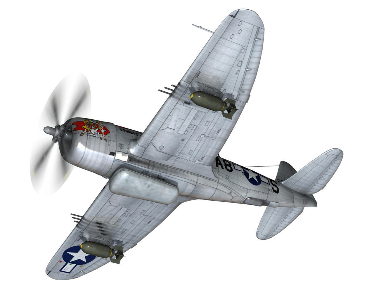Republic P-47 Thunderbolt - Daddy Rabbit 3D model_2