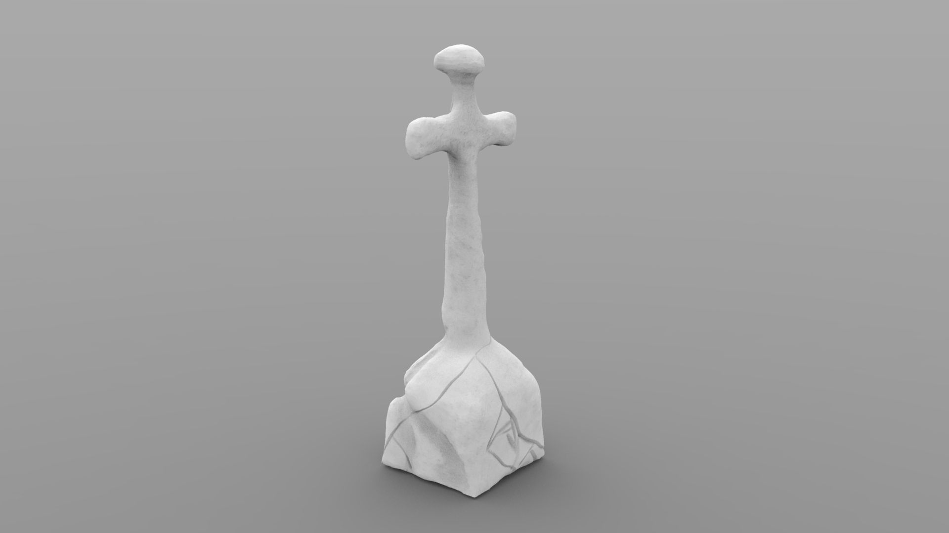 Weathered Cross Headstone 3D print model_3