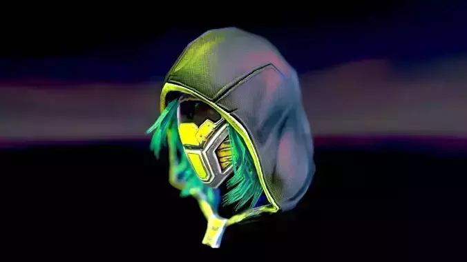 Sci-fi hood mask Low-poly 3D model