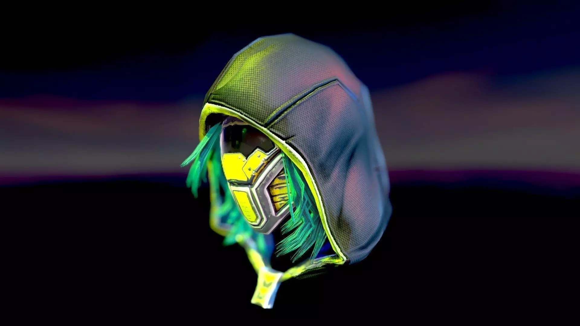 Sci-fi hood mask Low-poly 3D model_0