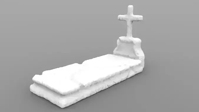Weathered Grave With Tombstone 3D print model