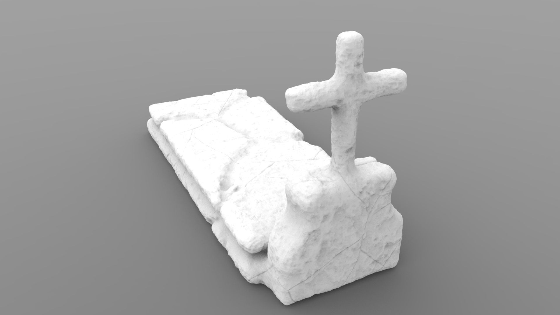 Weathered Grave With Tombstone 3D print model_3