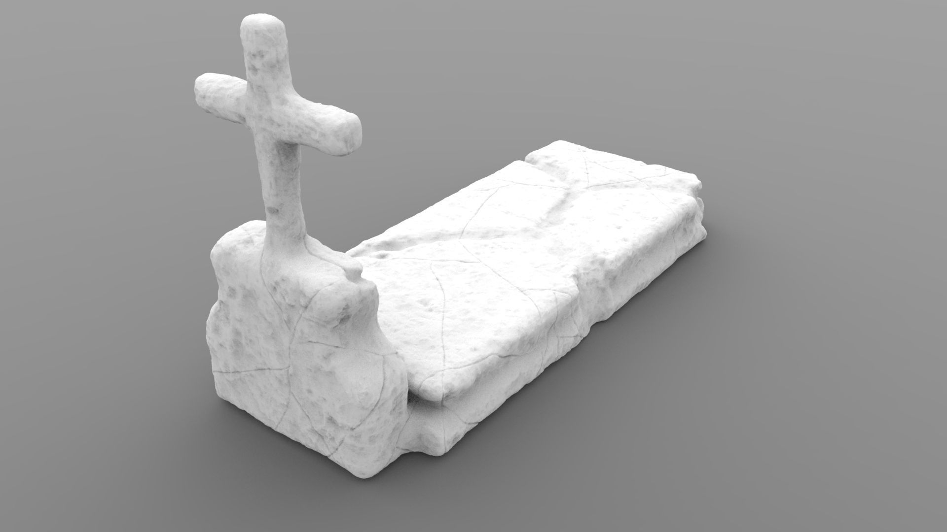 Weathered Grave With Tombstone 3D print model_2