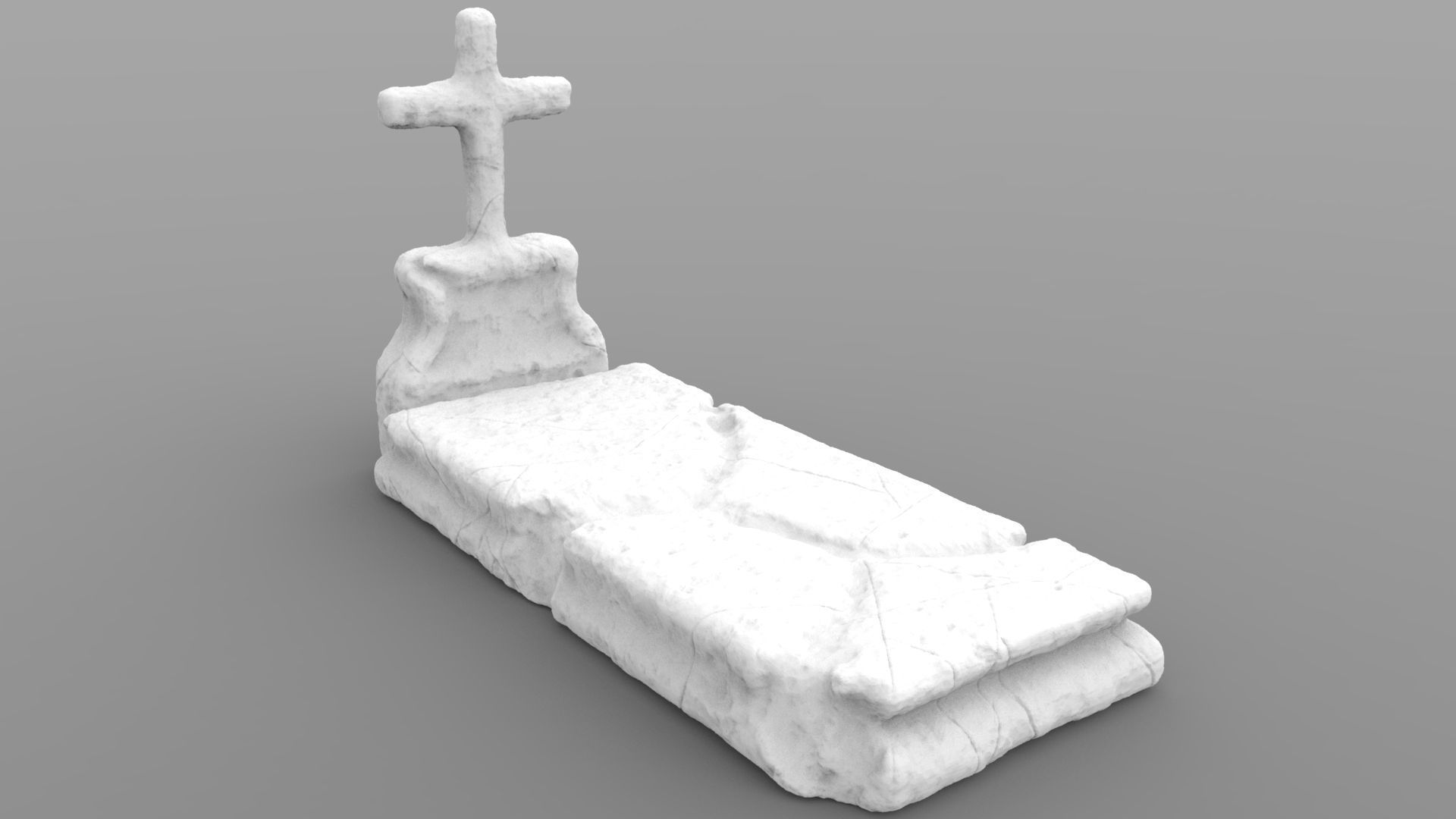 Weathered Grave With Tombstone 3D print model_1