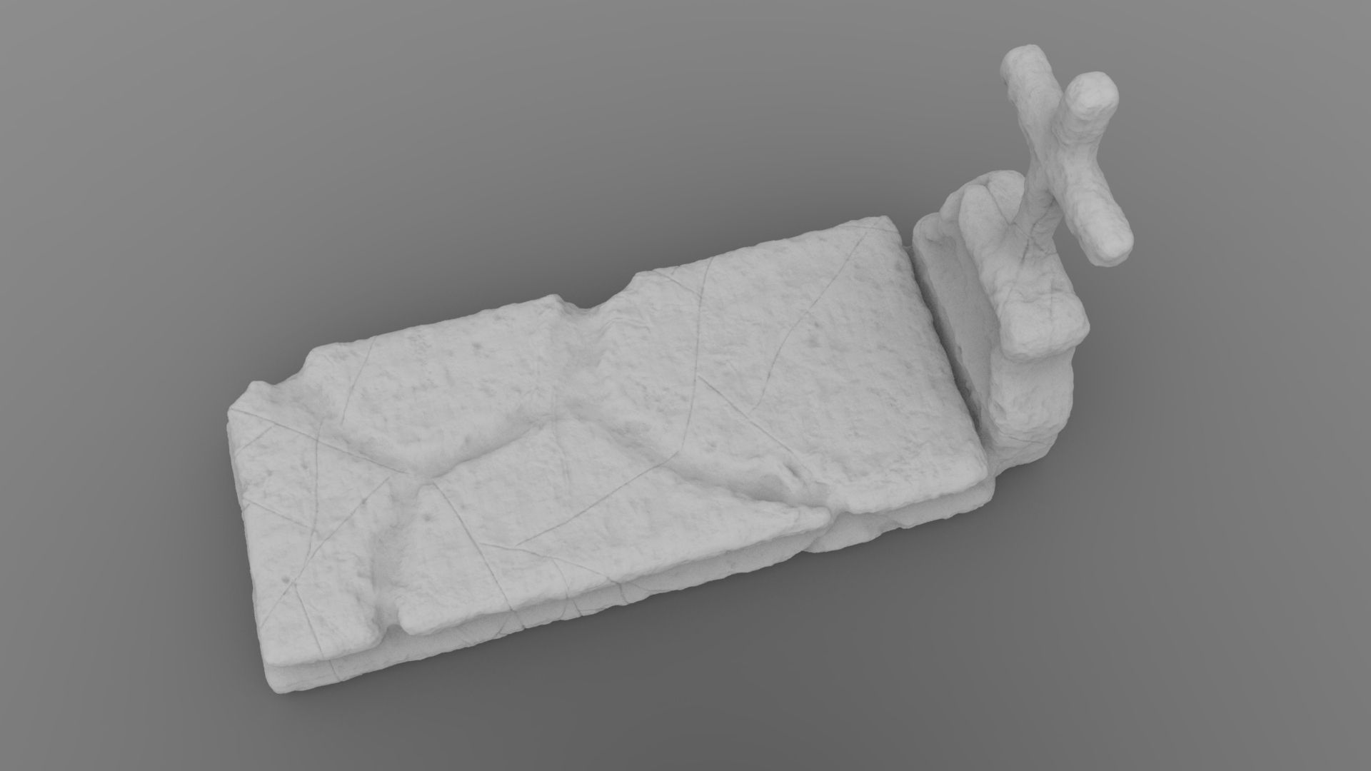 Weathered Grave With Tombstone 3D print model_4