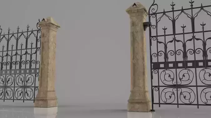 Weathered column and gate 3D print model