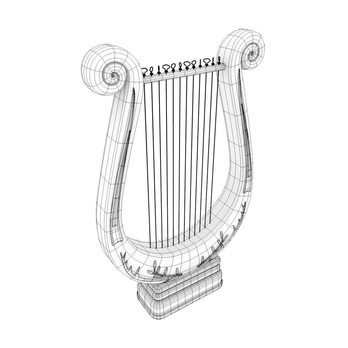Wooden Lyre 3D model_8