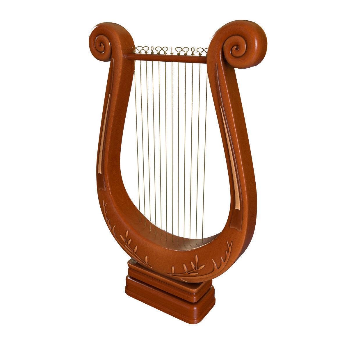 Wooden Lyre 3D model_2