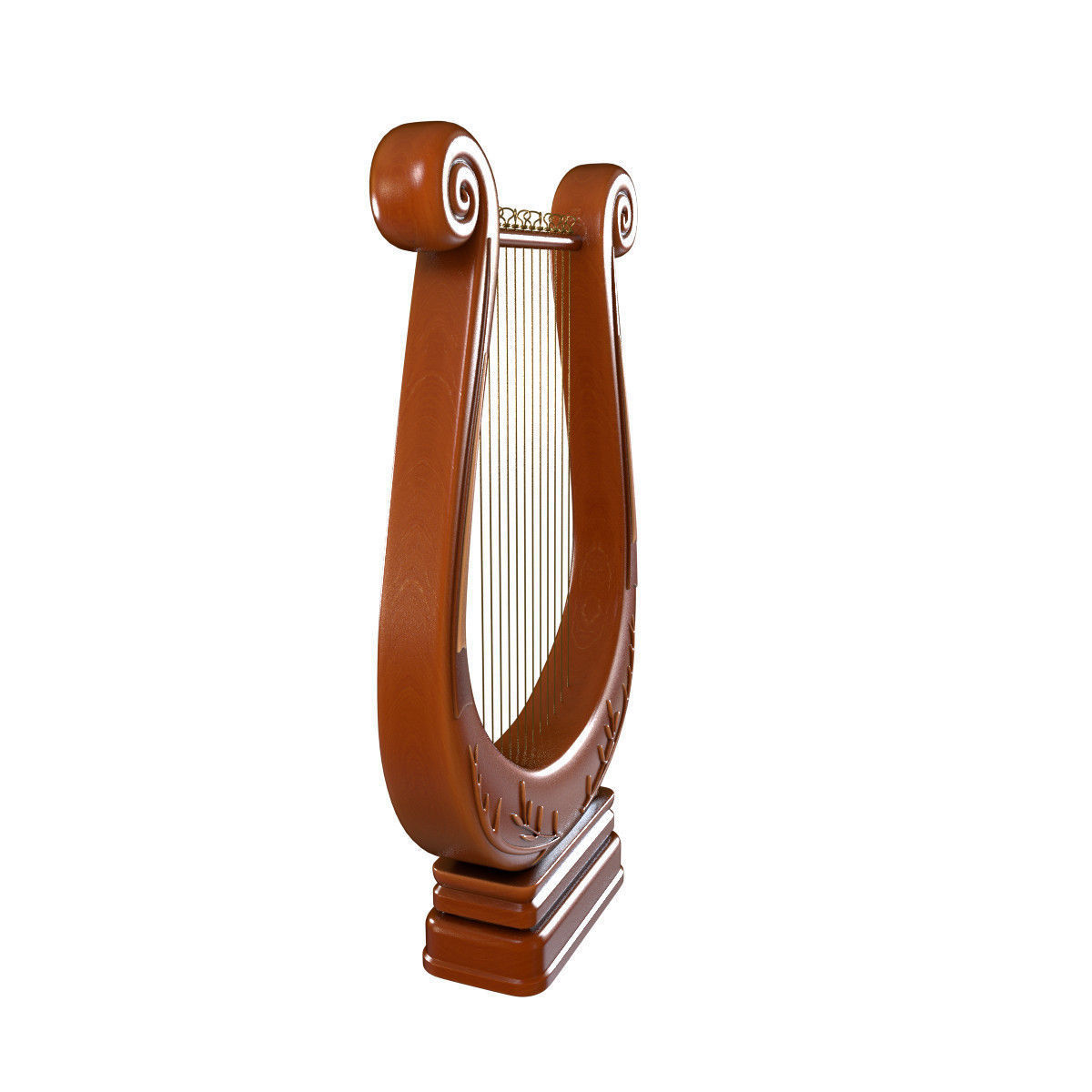 Wooden Lyre 3D model_3