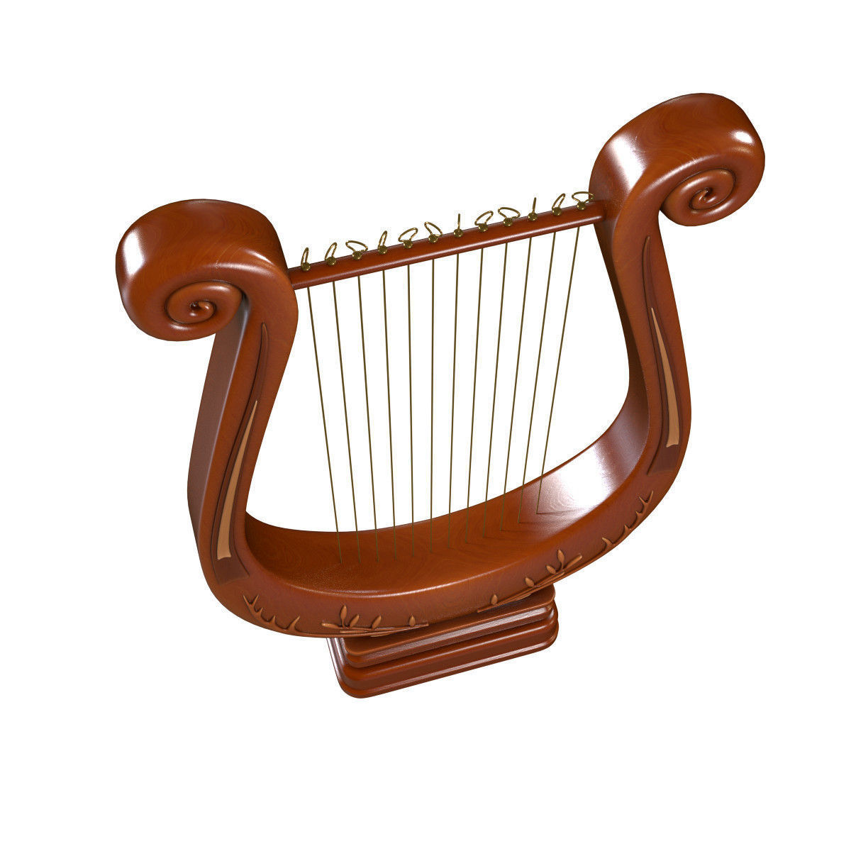 Wooden Lyre 3D model_4