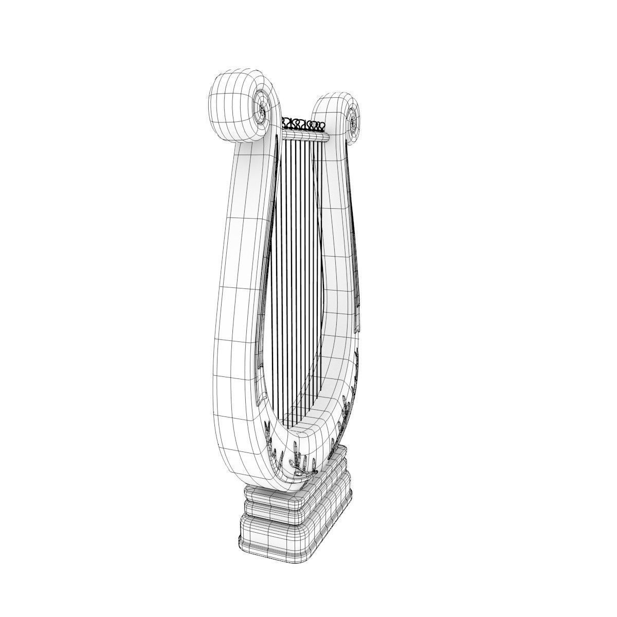 Wooden Lyre 3D model_10