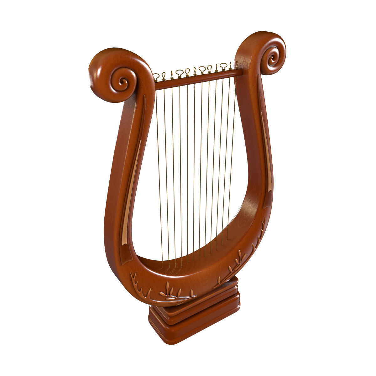 Wooden Lyre 3D model_1