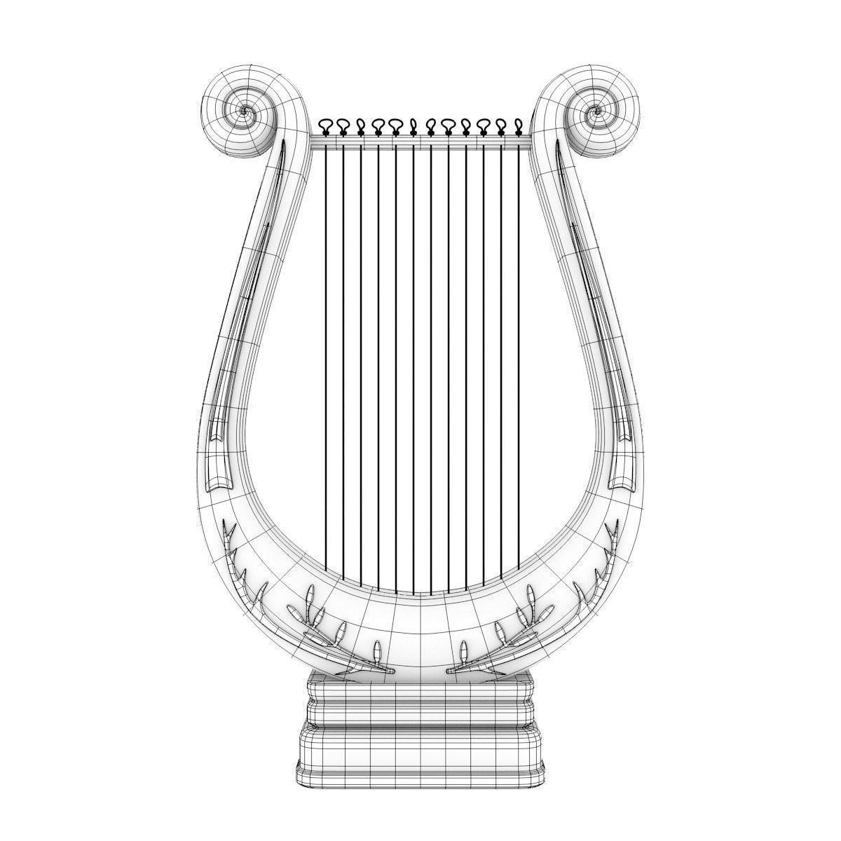 Wooden Lyre 3D model_6