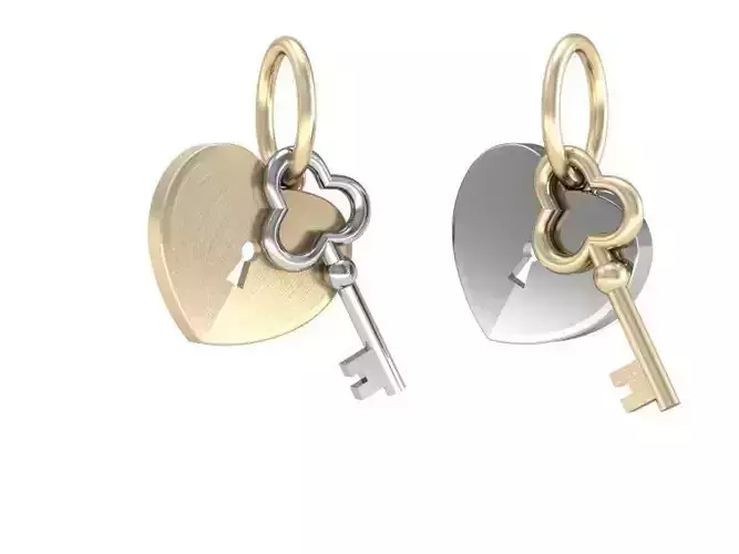 Heart and key 3D print model
