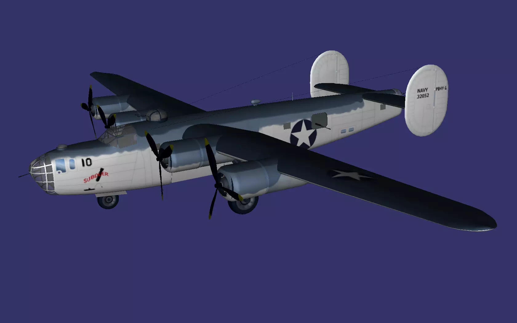 Consolidated B-24 Liberator Free low-poly 3D model_0