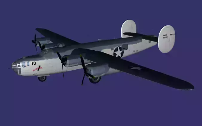 Consolidated B-24 Liberator Free low-poly 3D model