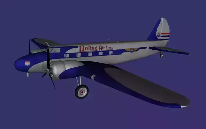 Boeing Model 247 D Free low-poly 3D model