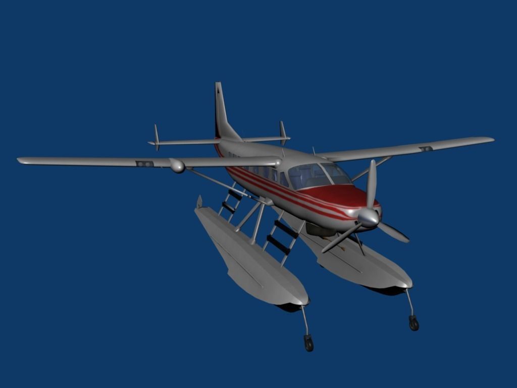 Cessna 208 Caravan Amphibian Free low-poly 3D model_0