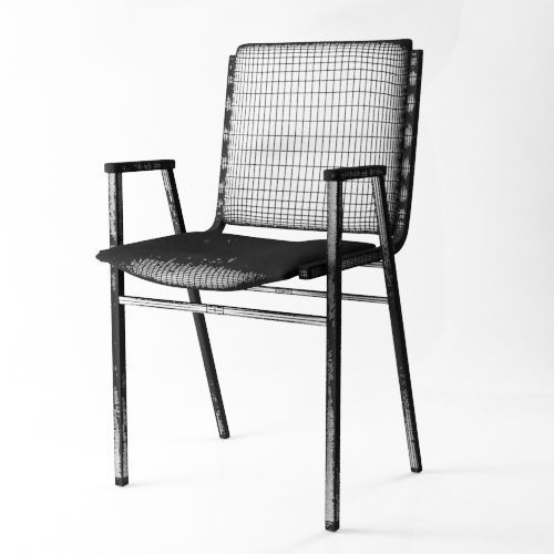 C16 chair with fabric and metal frame 3D model_4