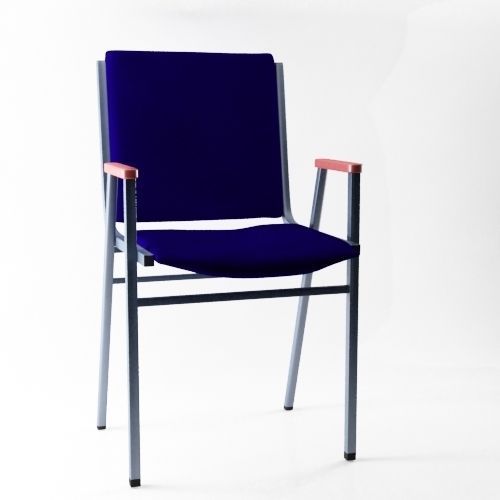C16 chair with fabric and metal frame 3D model_1