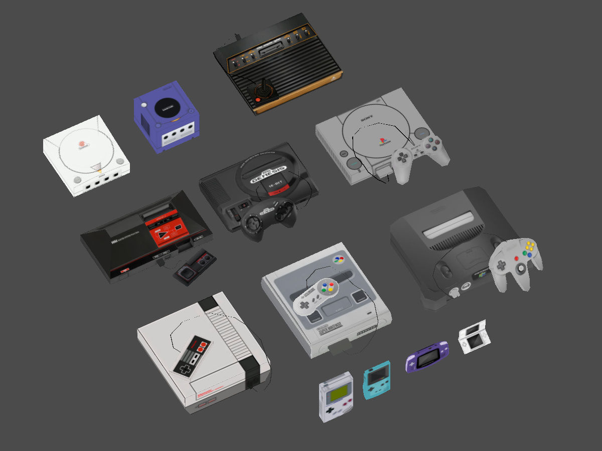 13 Video Game Consoles Pack Low-poly 3D model_1