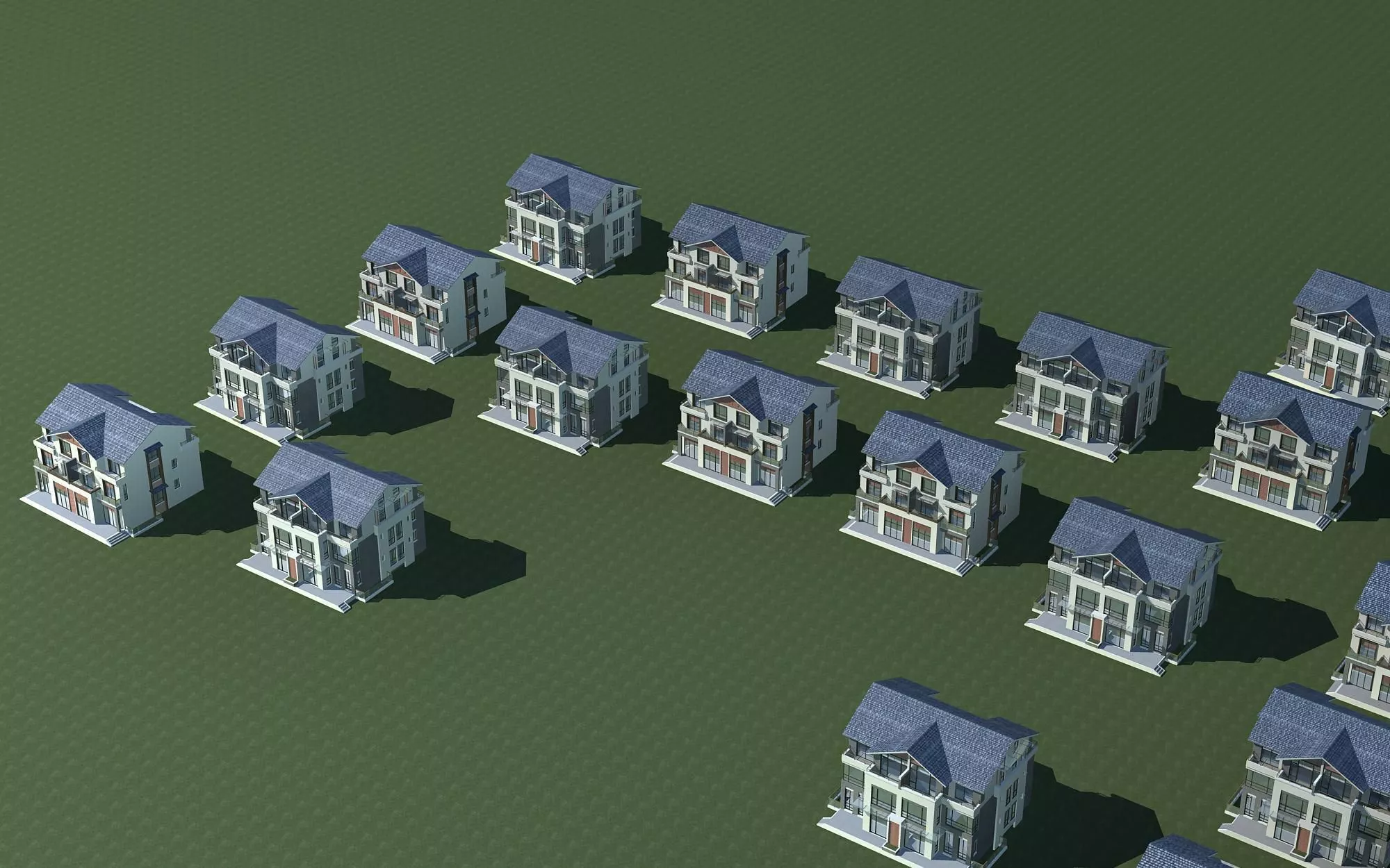 Architecture group of houses 3D model