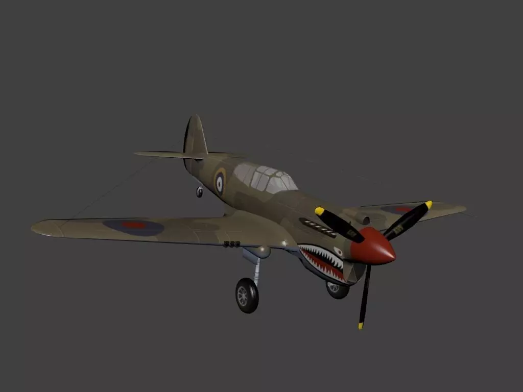 Curtiss P 40 Low-poly 3D model