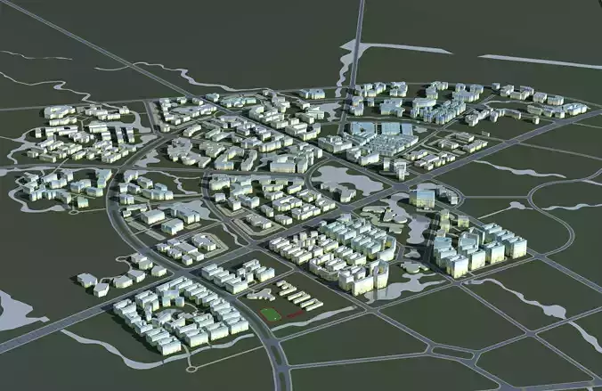 Architecture city with buildings and roads