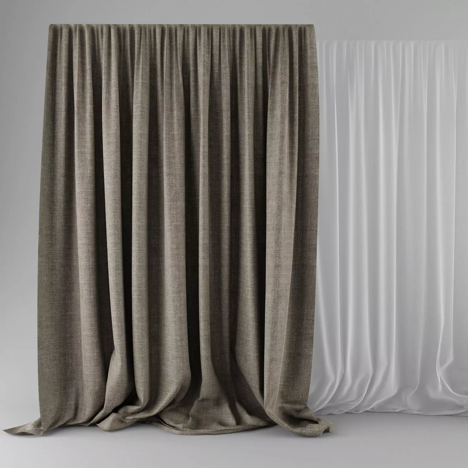 Beige Curtains 3D model_0
